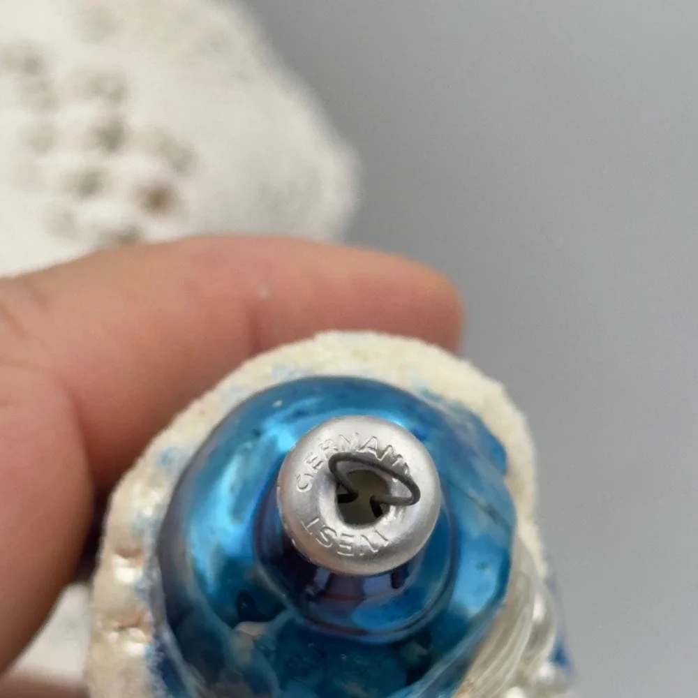 Vtg 2 Blown Glass Ornament Santa Blue Clown‎ Instrument Christmas West Germany